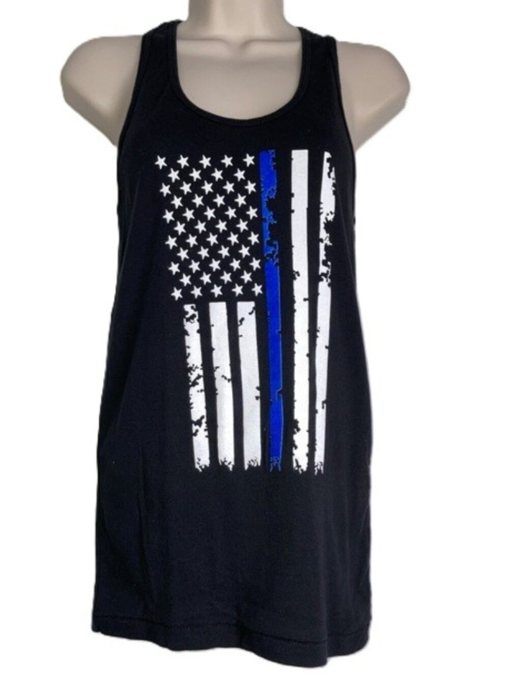 Enza Thin Blue Line American Flag Tank Top– Cotton Sleeveless– Women’s Large